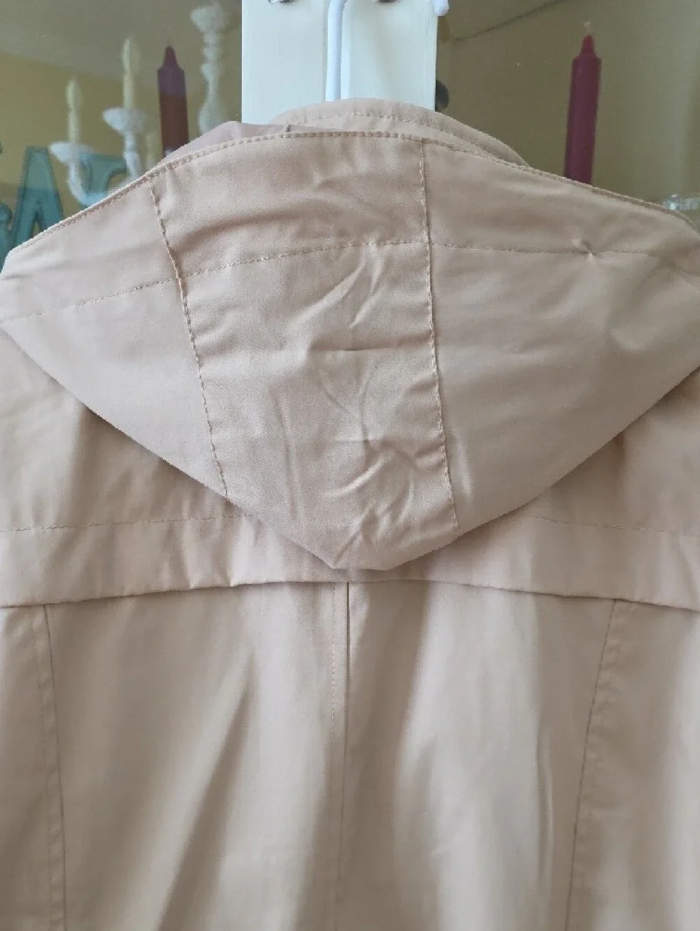 Lands' End Women's Light Beige Hooded Trench Coat - Picture 6 of 9